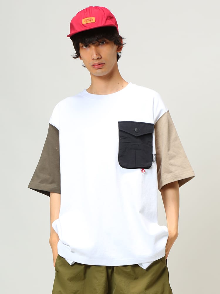 Coleman (コールマン) 異素材ポケット クルーネック 半袖 Tシャツ