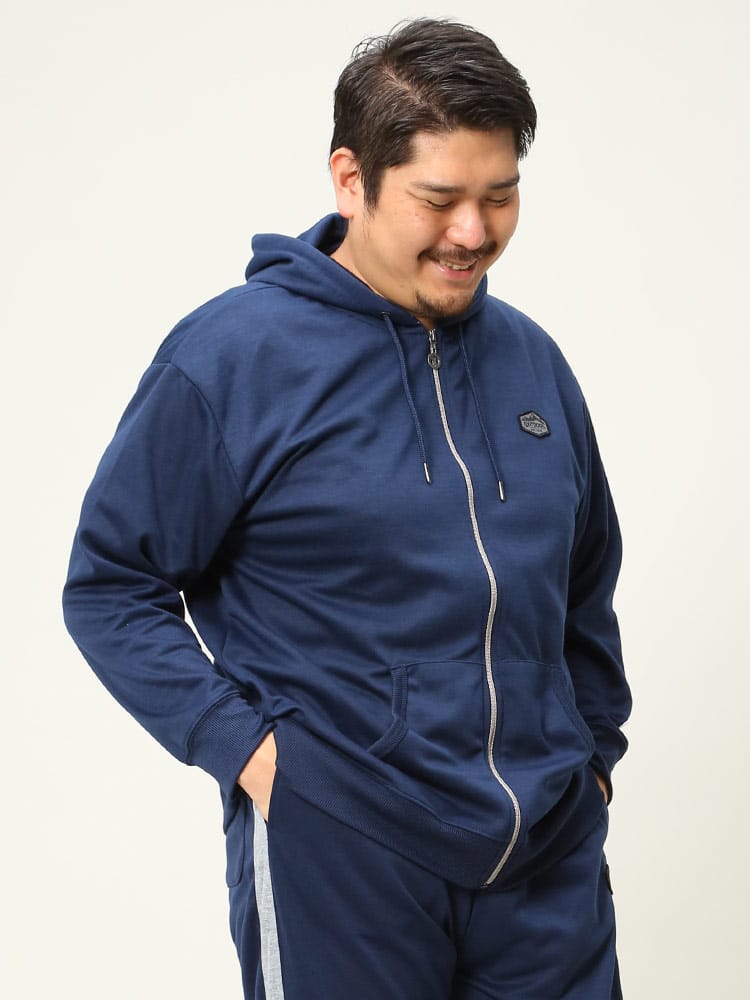 大きいサイズ メンズ OUTDOOR PRODUCTS (アウトドアプロダクツ) TCダンボール フードロゴ フルジップ パーカー
