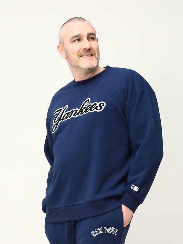 大きいサイズ メンズ MLB (メジャーリーグベースボール) 裏起毛 チームロゴ クルーネック トレーナー