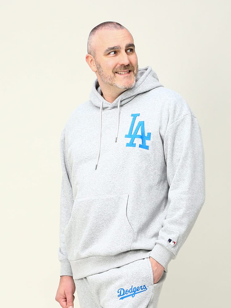 大きいサイズ メンズ MLB (メジャーリーグベースボール) 裏起毛 チームロゴ プルオーバー パーカー