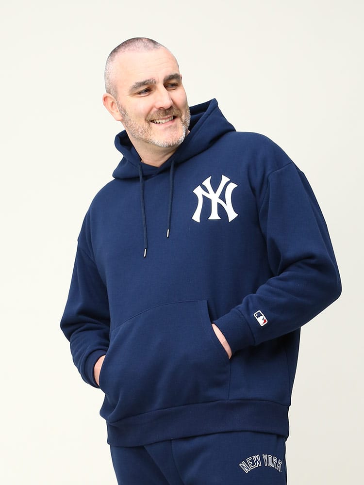 大きいサイズ メンズ MLB (メジャーリーグベースボール) 裏起毛 チームロゴ プルオーバー パーカー