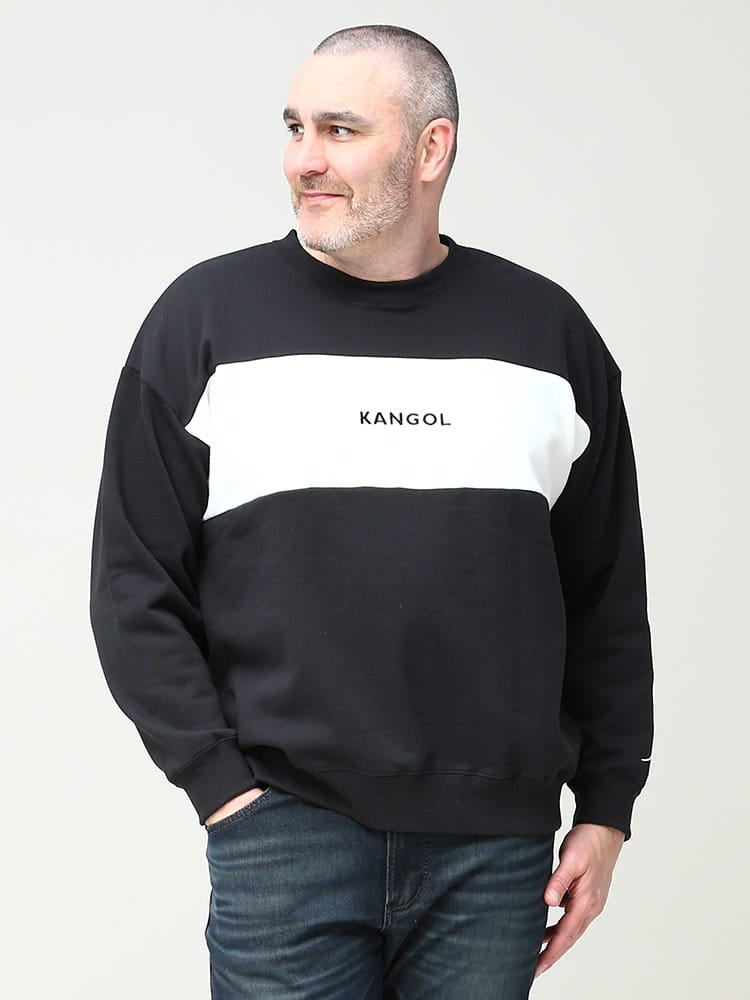 大きいサイズ メンズ KANGOL (カンゴール) 裏起毛 切り替え クルーネック トレーナー