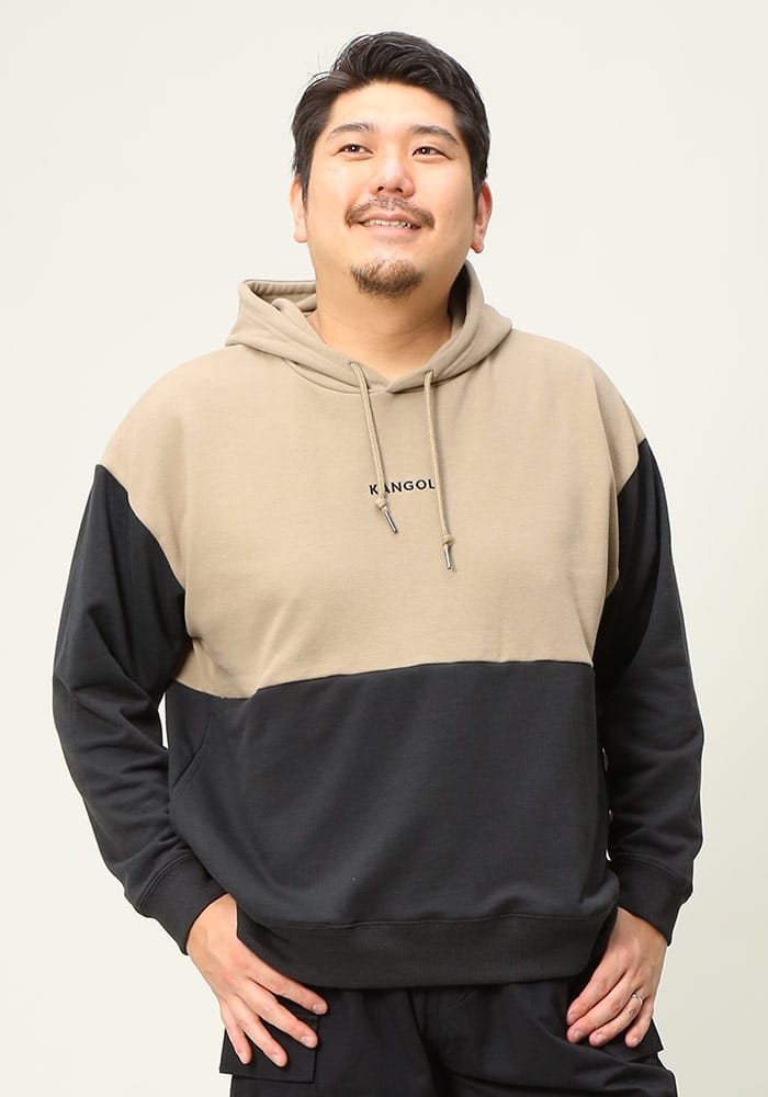 大きいサイズ メンズ KANGOL (カンゴール) バイカラー プルオーバー パーカー