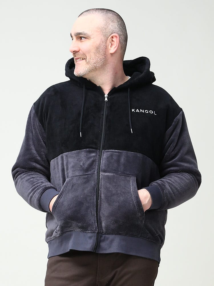 大きいサイズ メンズ KANGOL (カンゴール) シルキーフリース フルジップ パーカー