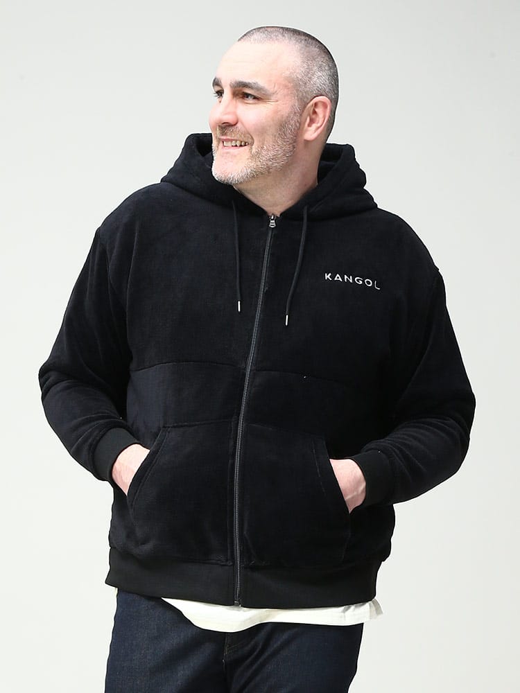 大きいサイズ メンズ KANGOL (カンゴール) シルキーフリース フルジップ パーカー