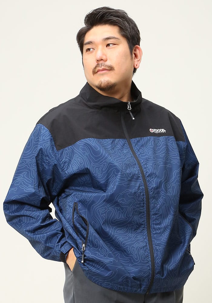 大きいサイズ メンズ OUTDOOR PRODUCTS (アウトドアプロダクツ) 裏メッシュ 切り替え フルジップ ジャケット