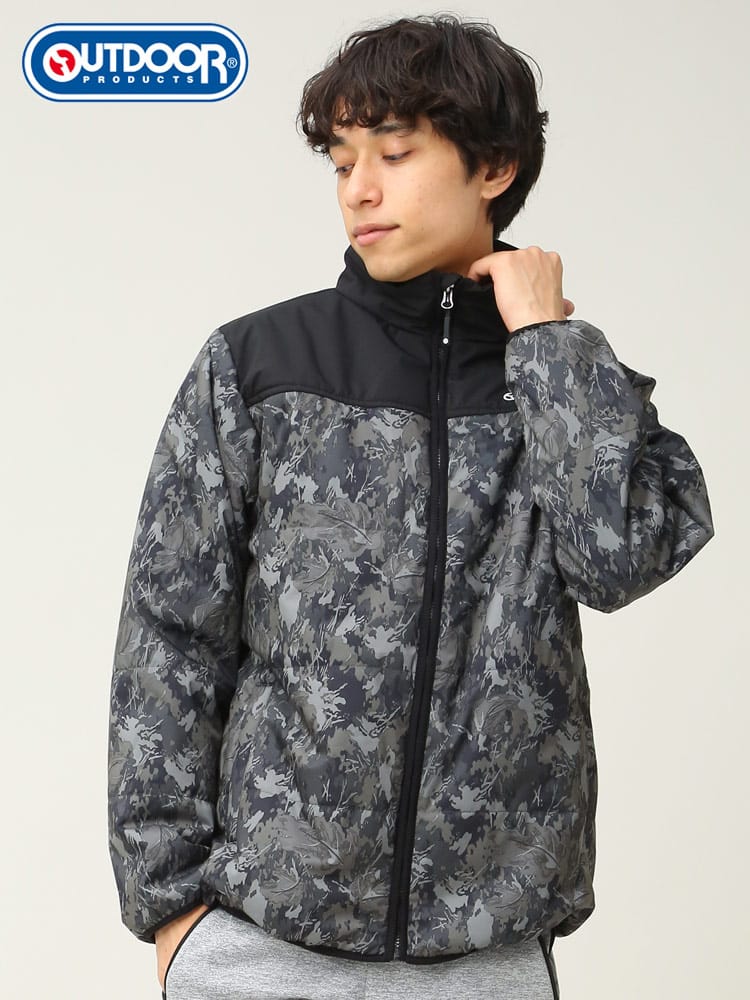 OUTDOOR PRODUCTS (アウトドアプロダクツ) 切り替え 総柄 フルジップ 中綿 ジャケット C1261E