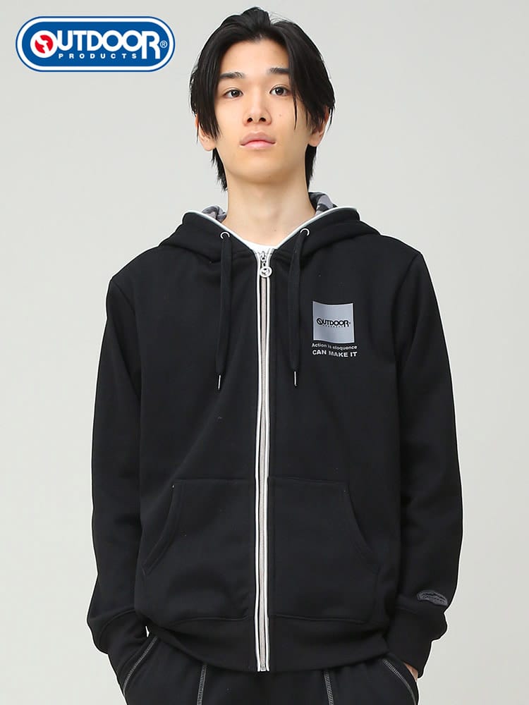 OUTDOOR PRODUCTS (アウトドアプロダクツ) 天竺×ムートンフリース 裏起毛 ボンディング フルジップ パーカー