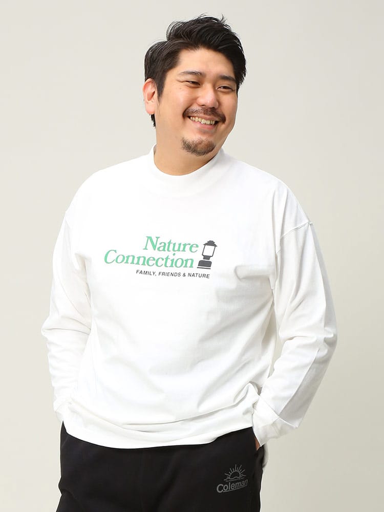在庫処分 返品交換不可 大きいサイズ メンズ Coleman (コールマン) プリント クルーネック 長袖 Tシャツ ロンT トップス カットソー