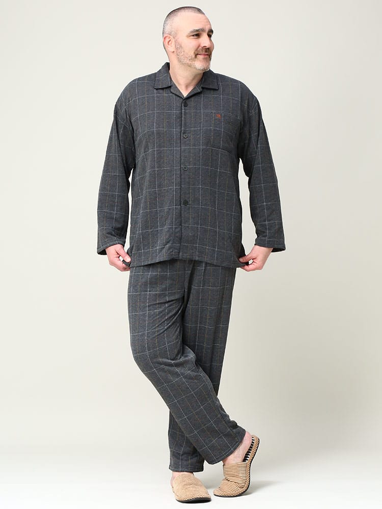 大きいサイズ メンズ Arnold Palmer (アーノルドパーマー) キルト チェック やわらかウエスト パジャマ 上下セット