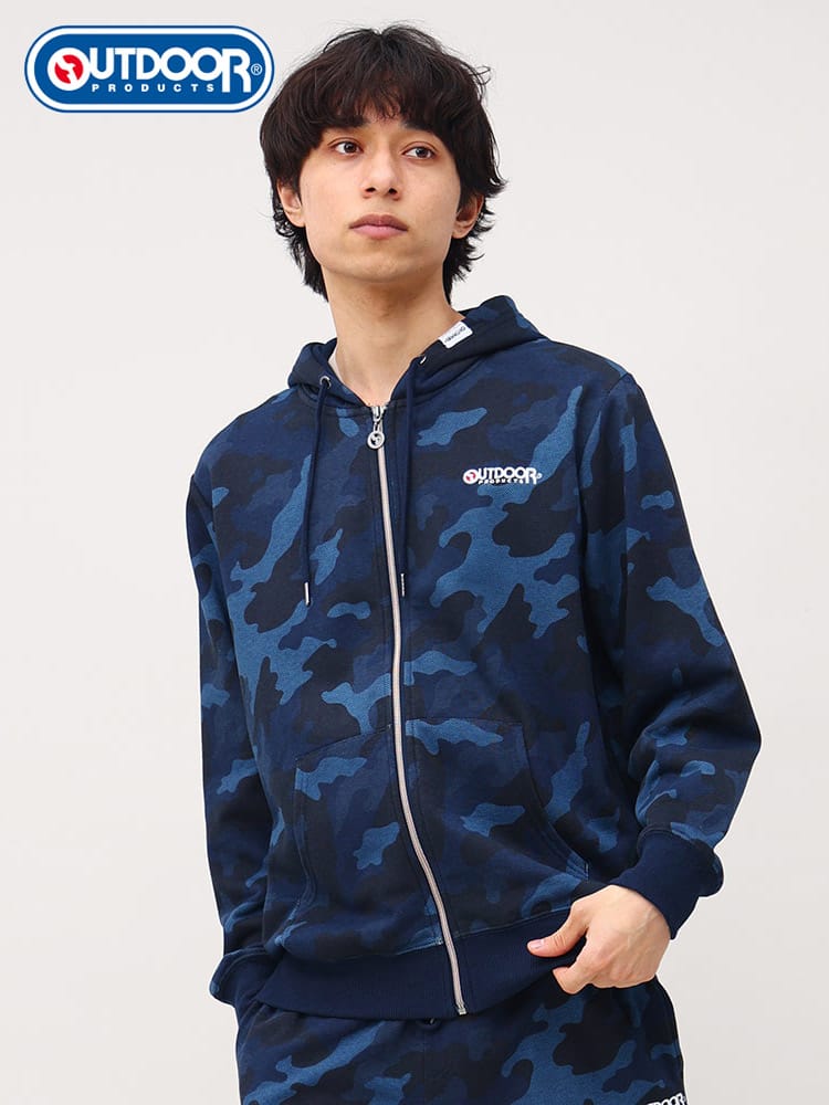OUTDOOR PRODUCTS (アウトドアプロダクツ) 迷彩柄 フルジップ パーカー 