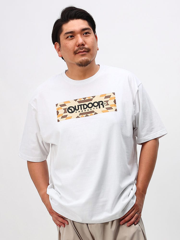 大きいサイズ メンズ OUTDOOR PRODUCTS (アウトドアプロダクツ) 天竺 オルテガロゴ クルーネック 半袖 Tシャツ