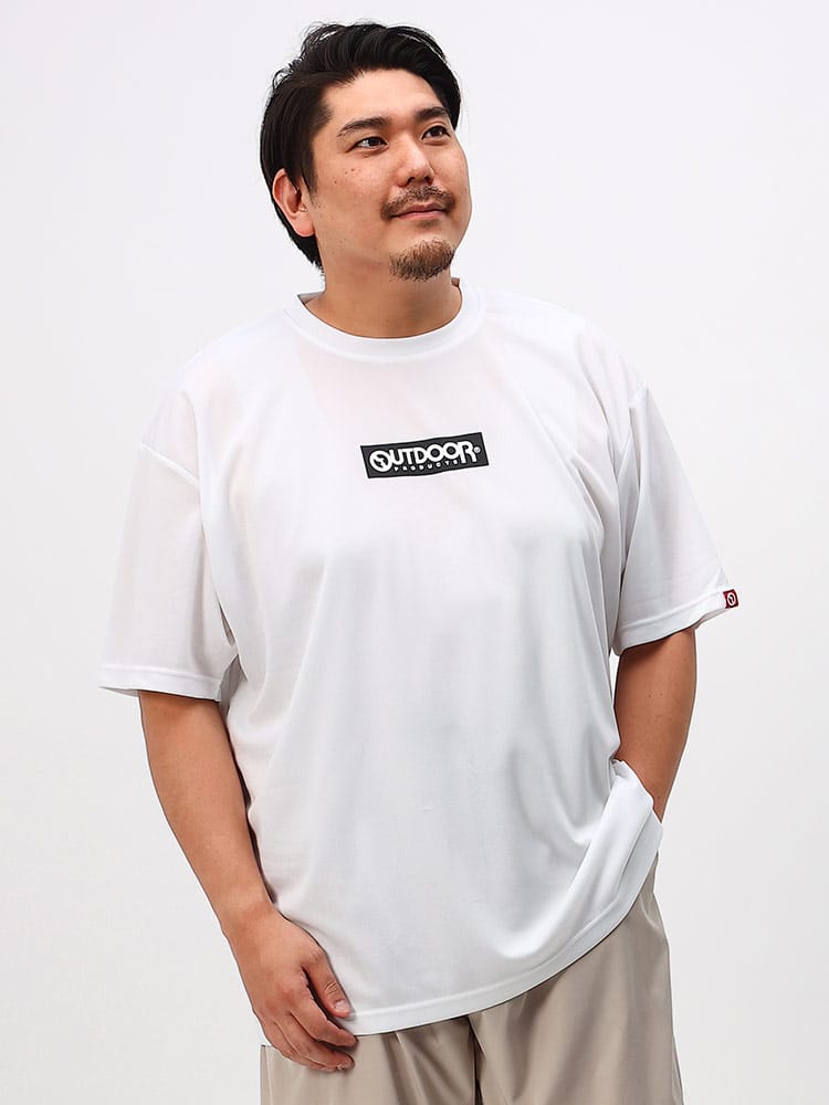 大きいサイズ メンズ OUTDOOR PRODUCTS (アウトドアプロダクツ) ドライメッシュ ロゴプリント クルーネック 半袖 Tシャツ