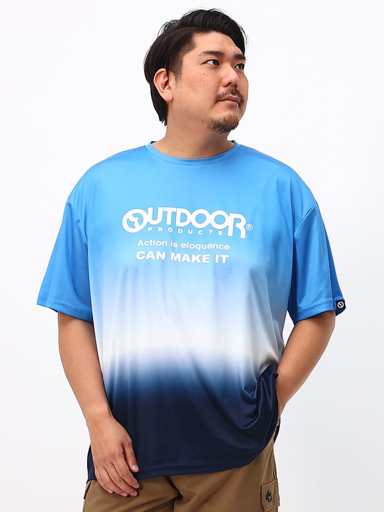 在庫処分 返品交換不可 大きいサイズ メンズ OUTDOOR PRODUCTS (アウトドアプロダクツ) ドライメッシュ グラデーション クルーネック 半袖 Tシャツ