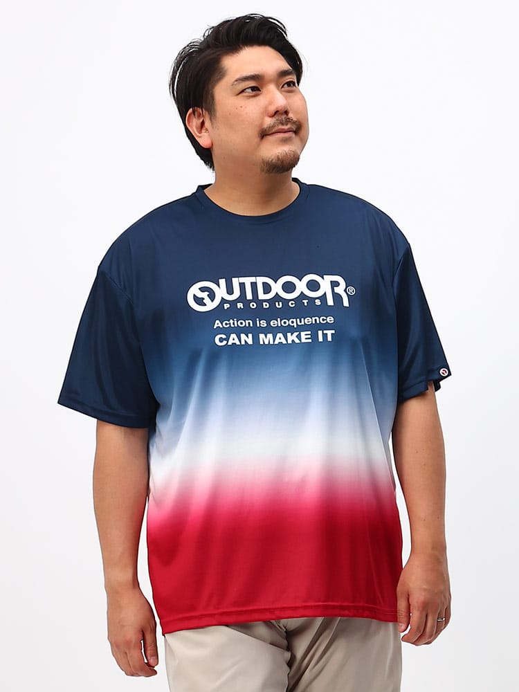 在庫処分 返品交換不可 大きいサイズ メンズ OUTDOOR PRODUCTS (アウトドアプロダクツ) ドライメッシュ グラデーション クルーネック 半袖 Tシャツ