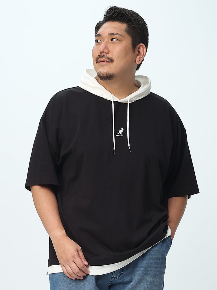 大きいサイズ メンズ KANGOL (カンゴール) 天竺 ロゴ プルオーバー 半袖 Tパーカー