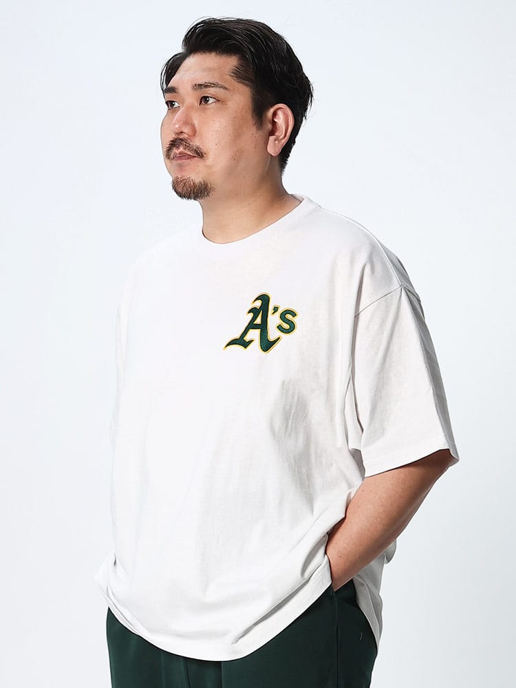 大きいサイズ メンズ MLB (メジャーリーグベースボール) チームロゴ クルーネック 半袖 Tシャツ