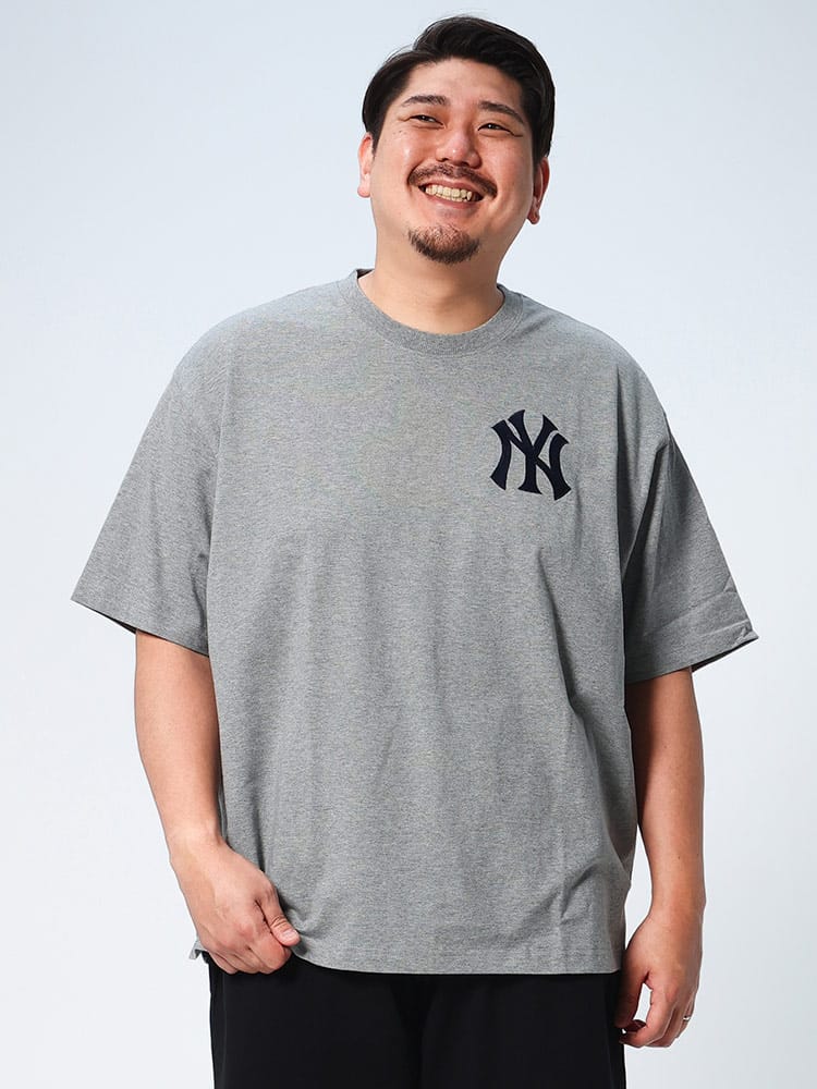大きいサイズ メンズ MLB (メジャーリーグベースボール) チームロゴ クルーネック 半袖 Tシャツ