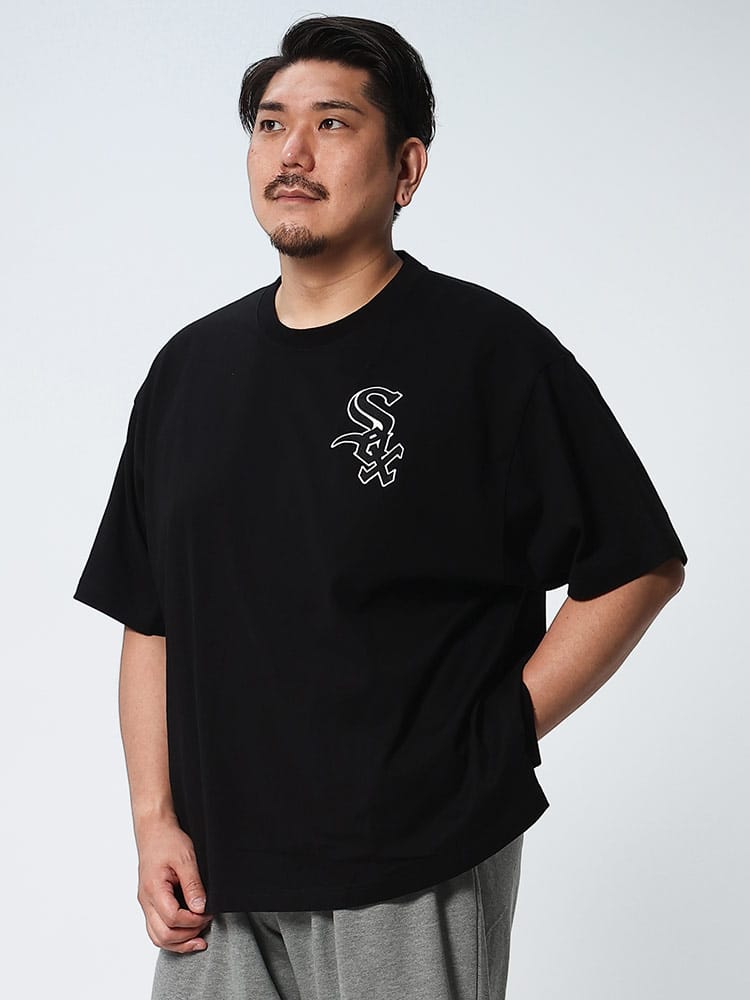 大きいサイズ メンズ MLB (メジャーリーグベースボール) チームロゴ クルーネック 半袖 Tシャツ