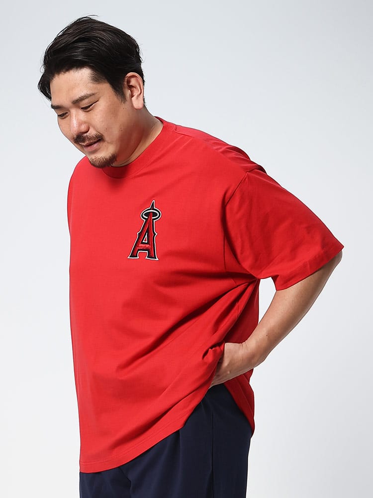 大きいサイズ メンズ MLB (メジャーリーグベースボール) チームロゴ クルーネック 半袖 Tシャツ
