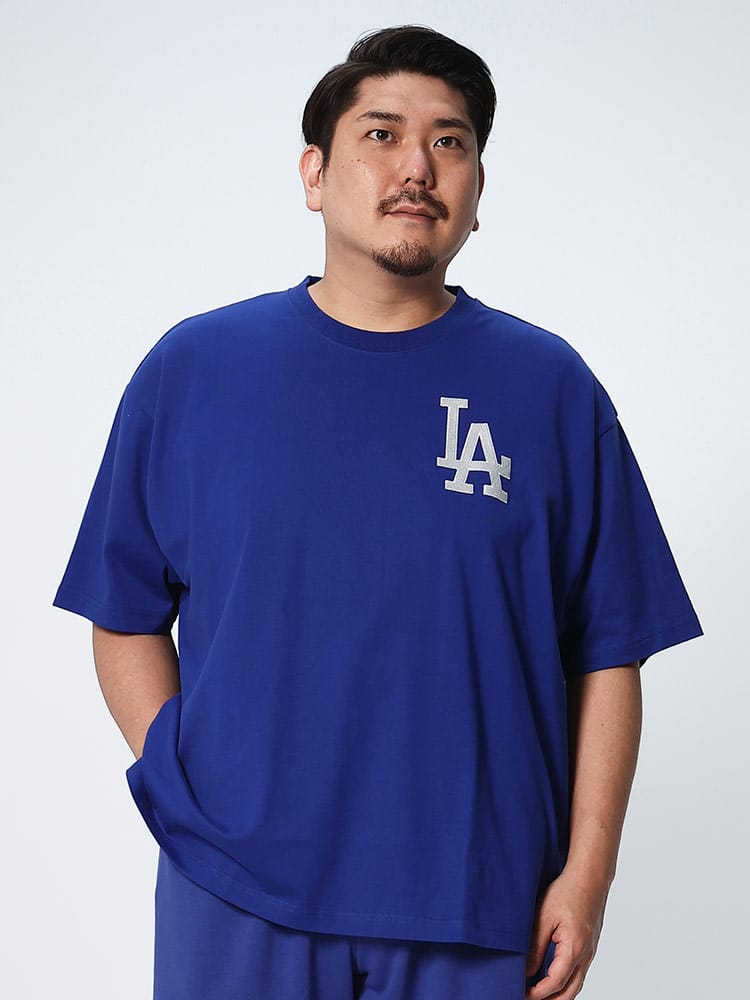 大きいサイズ メンズ MLB (メジャーリーグベースボール) チームロゴ クルーネック 半袖 Tシャツ