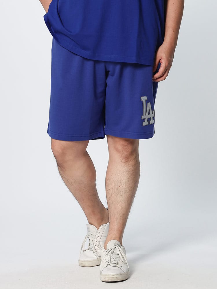 大きいサイズ メンズ MLB (メジャーリーグベースボール) 裏毛 チームロゴ ハーフパンツ