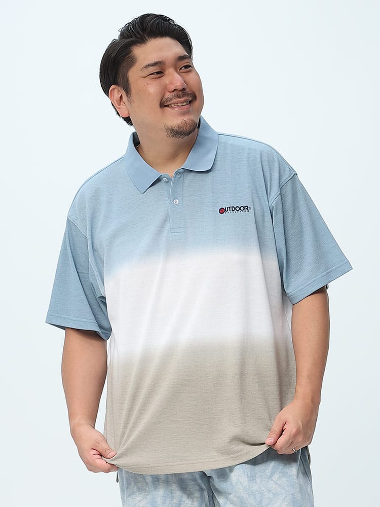 大きいサイズ メンズ OUTDOOR PRODUCTS (アウトドアプロダクツ) 鹿の子 グラデーション 半袖 ポロシャツ