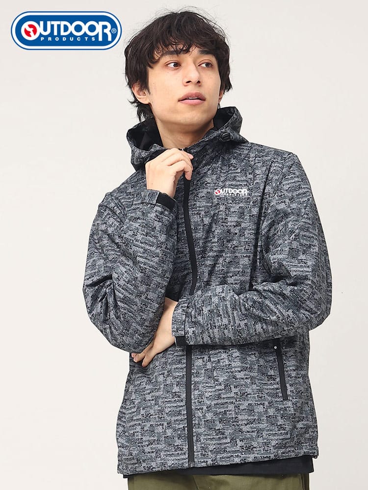 OUTDOOR PRODUCTS (アウトドアプロダクツ) 裏メッシュ 総柄 フルジップ ジャケット ナイロンジャケット