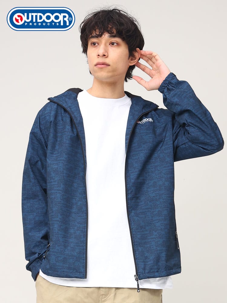 OUTDOOR PRODUCTS (アウトドアプロダクツ) 裏メッシュ 総柄 フルジップ ジャケット ナイロンジャケット