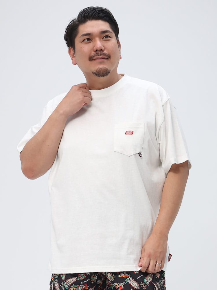 大きいサイズ メンズ Coleman (コールマン) USA コットン ポケット クルーネック 半袖 Tシャツ 無地T