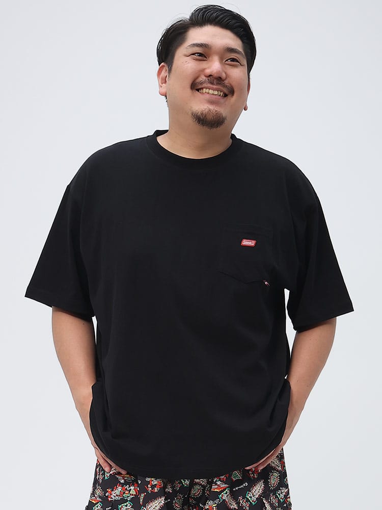 大きいサイズ メンズ Coleman (コールマン) USA コットン ポケット クルーネック 半袖 Tシャツ 無地T