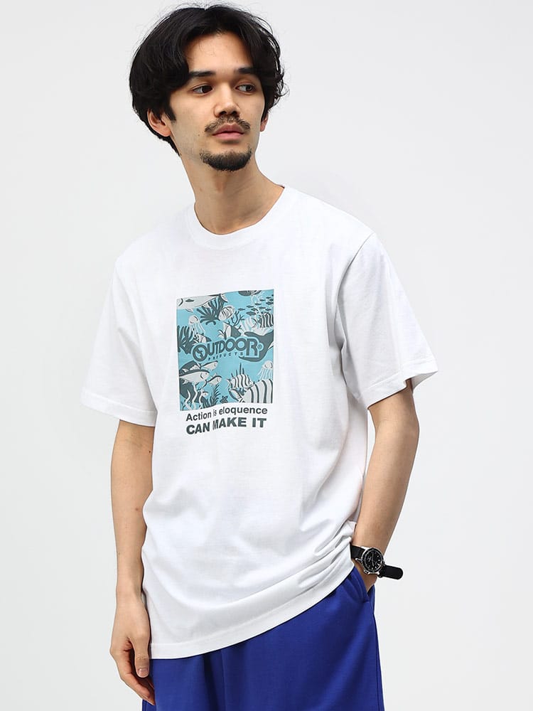 OUTDOOR PRODUCTS アウトドアプロダクツ 天竺 マリンロゴ クルーネック 半袖 Tシャツ
