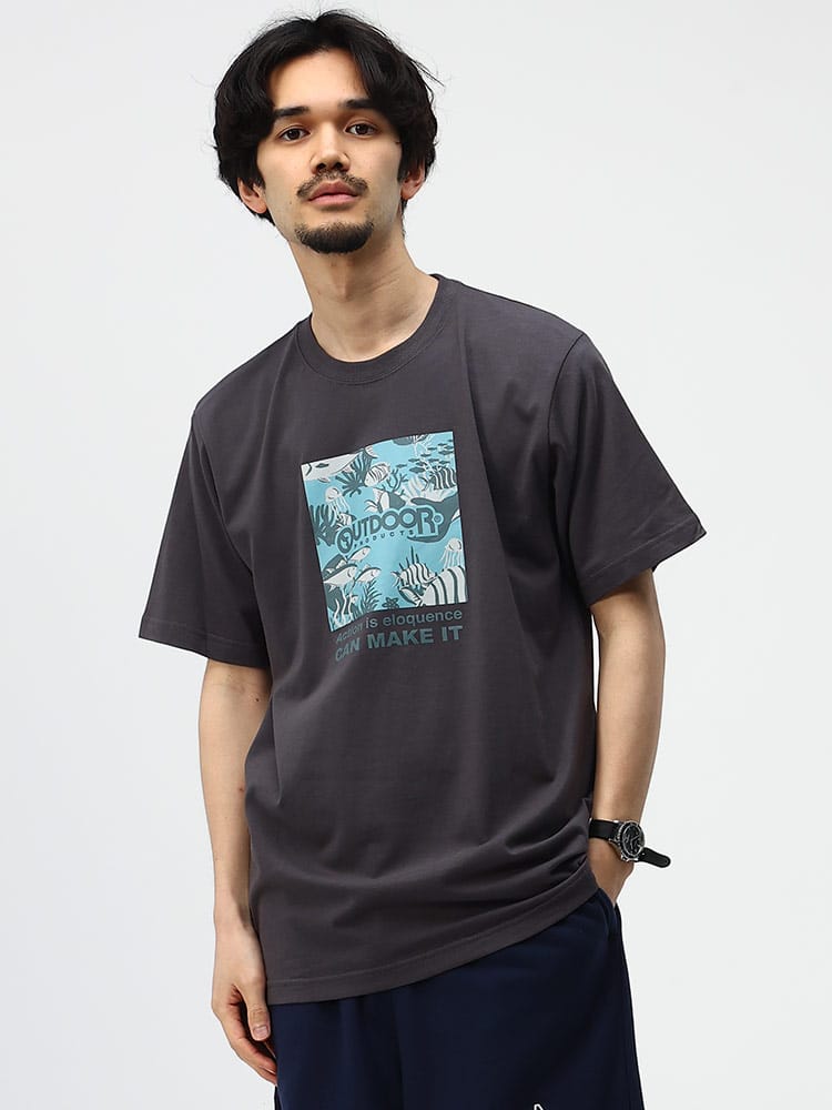 OUTDOOR PRODUCTS アウトドアプロダクツ 天竺 マリンロゴ クルーネック 半袖 Tシャツ