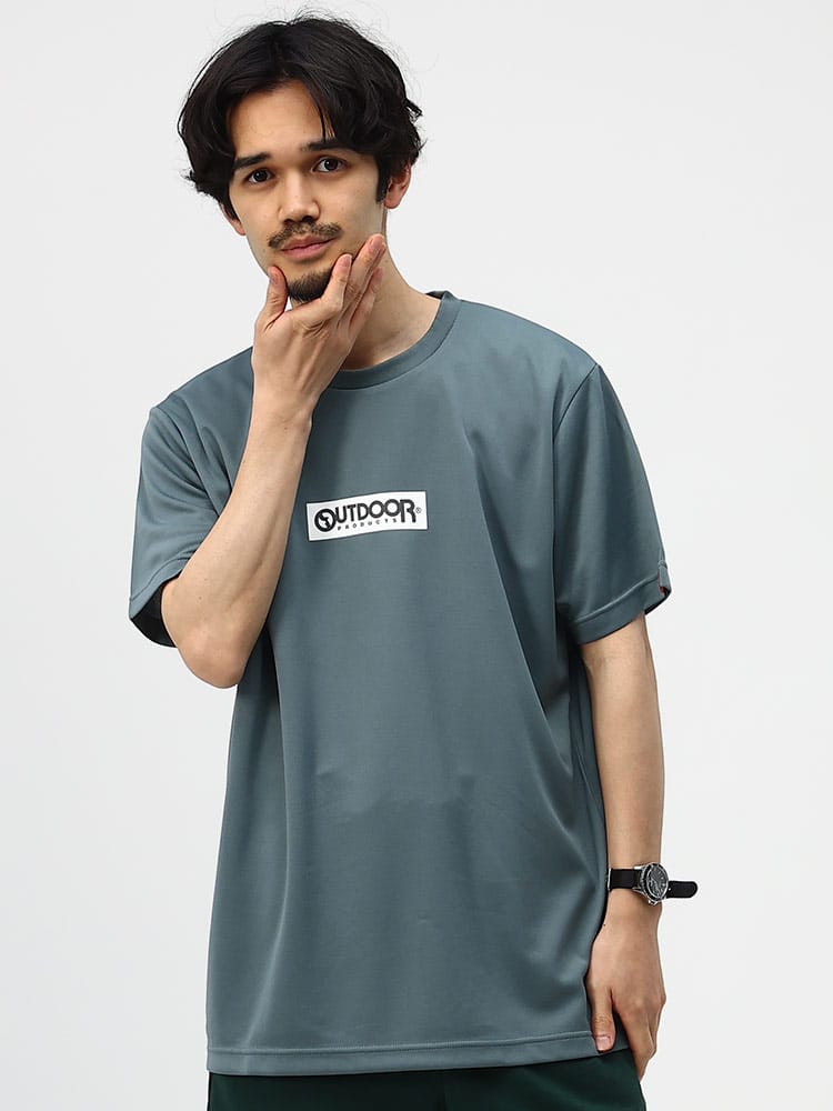 OUTDOOR PRODUCTS アウトドアプロダクツ ドライメッシュ ロゴ クルーネック 半袖 Tシャツ