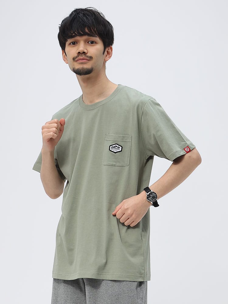 OUTDOOR PRODUCTS (アウトドアプロダクツ) 天竺 ポケット クルーネック 半袖 Tシャツ