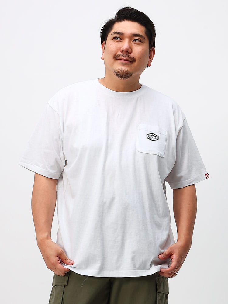 大きいサイズ メンズ OUTDOOR PRODUCTS (アウトドアプロダクツ) 天竺 ワンポイント ポケット クルーネック 半袖 Tシャツ