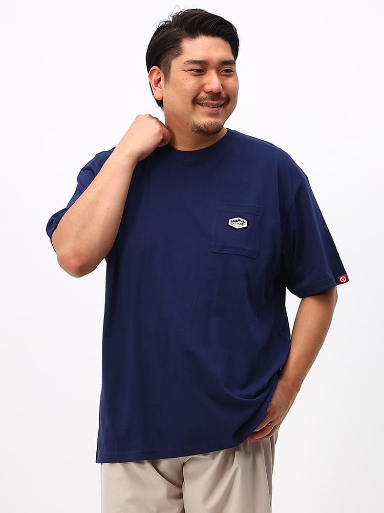 大きいサイズ メンズ OUTDOOR PRODUCTS (アウトドアプロダクツ) 天竺 ワンポイント ポケット クルーネック 半袖 Tシャツ