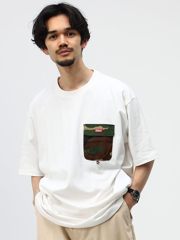 Coleman (コールマン) USAコットン 迷彩ポケット クルーネック 半袖 Tシャツ