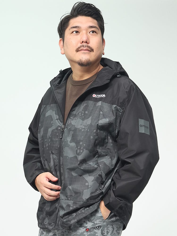 裏メッシュ 撥水 迷彩 フルジップ パーカー (OUTDOOR PRODUCTS) アウトドアプロダクツ 大きいサイズ メンズ