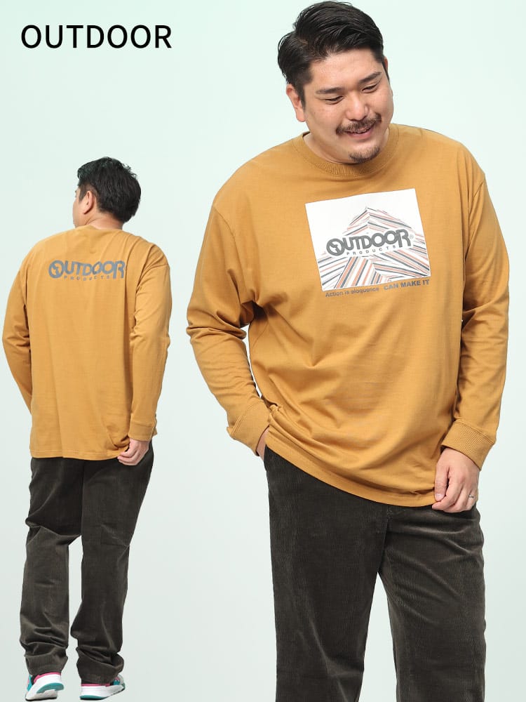 在庫処分 返品交換不可 天竺 BOXロゴ クルーネック 長袖 Tシャツ (OUTDOOR PRODUCTS) アウトドアプロダクツ 大きいサイズ メンズ