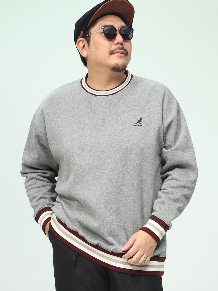 裏起毛 ラインリブ ワンポイント トレーナー (KANGOL) カンゴール 大きいサイズ メンズ