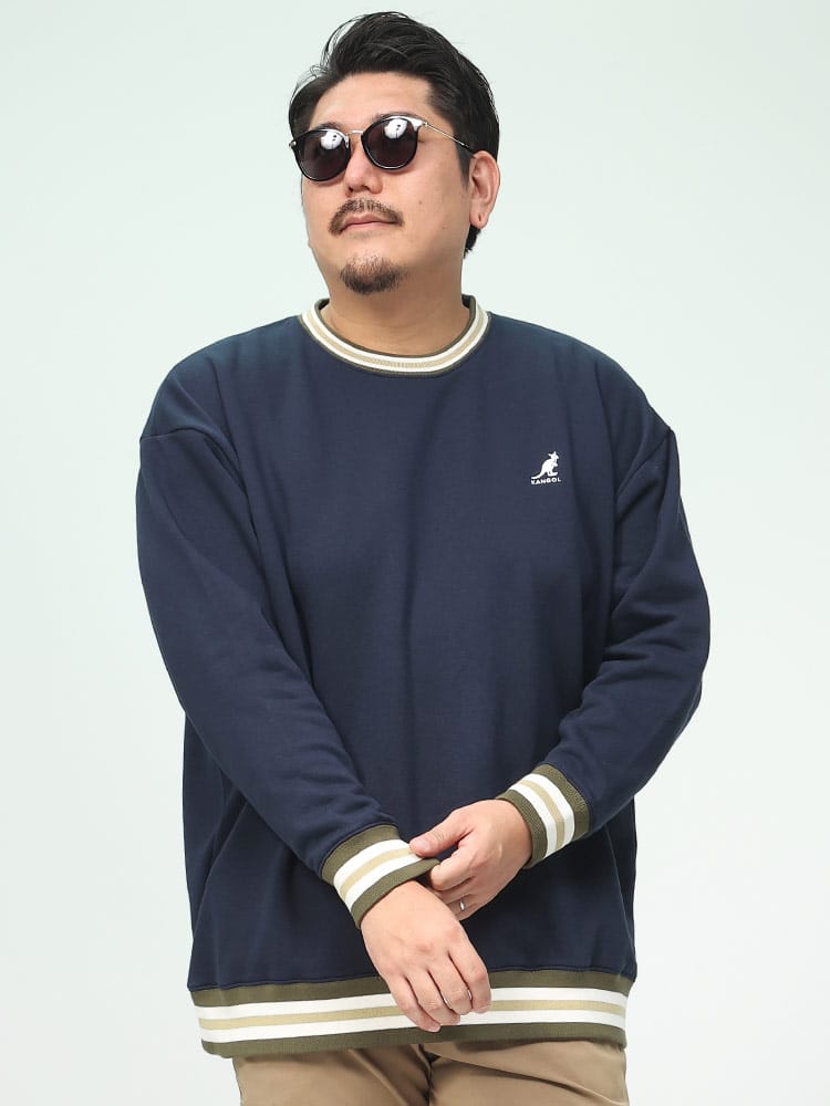 裏起毛 ラインリブ ワンポイント トレーナー (KANGOL) カンゴール 大きいサイズ メンズ