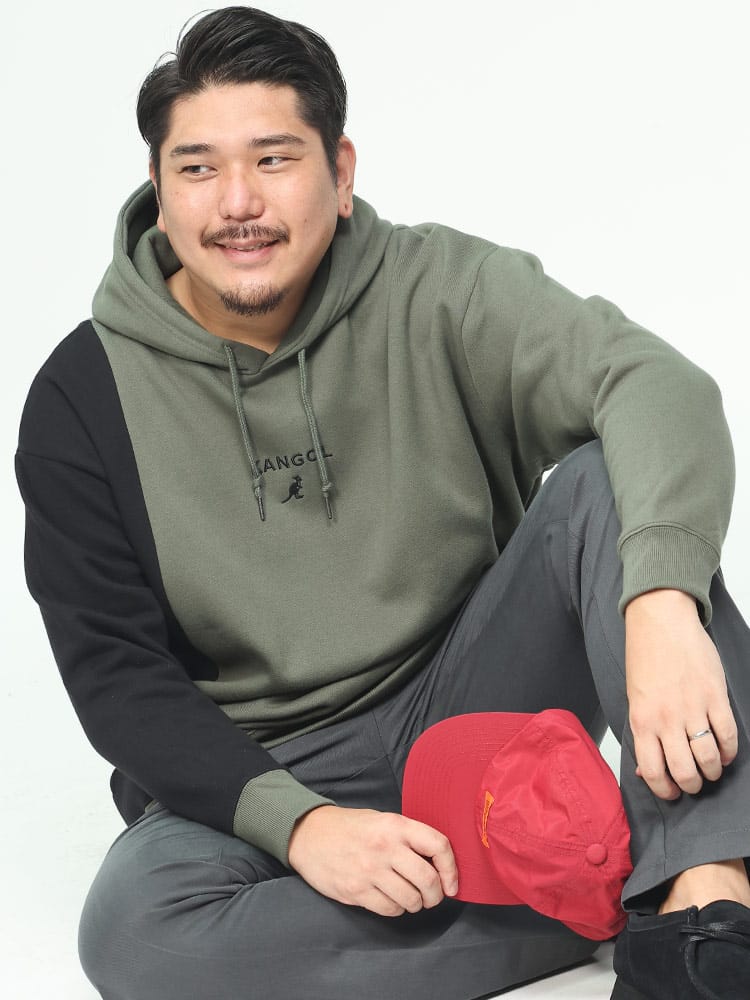 裏起毛 バイカラー プルオーバー パーカー (KANGOL) カンゴール 大きいサイズ メンズ