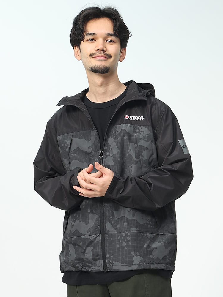 OUTDOOR PRODUCTS (アウトドアプロダクツ) 撥水 裏メッシュ 迷彩切り替え パーカー