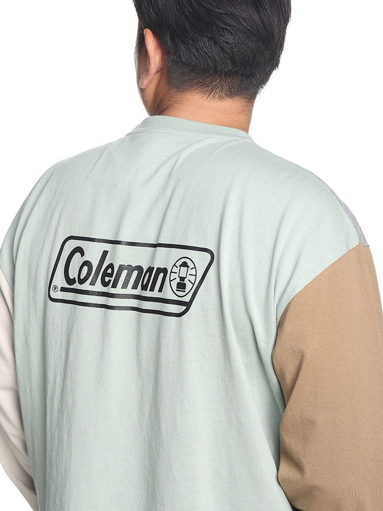 USA コットン クルーネック 長袖 Tシャツ (Coleman) コールマン 大きいサイズ メンズ ロンT バックプリント カットソー トップス Tシャツ/カットソー 新品 無地