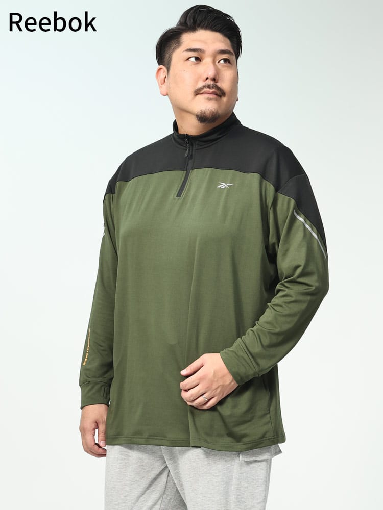 在庫処分 返品交換不可 裏起毛 ハーフジップ 長袖 Tシャツ (Reebok) リーボック 大きいサイズ メンズ