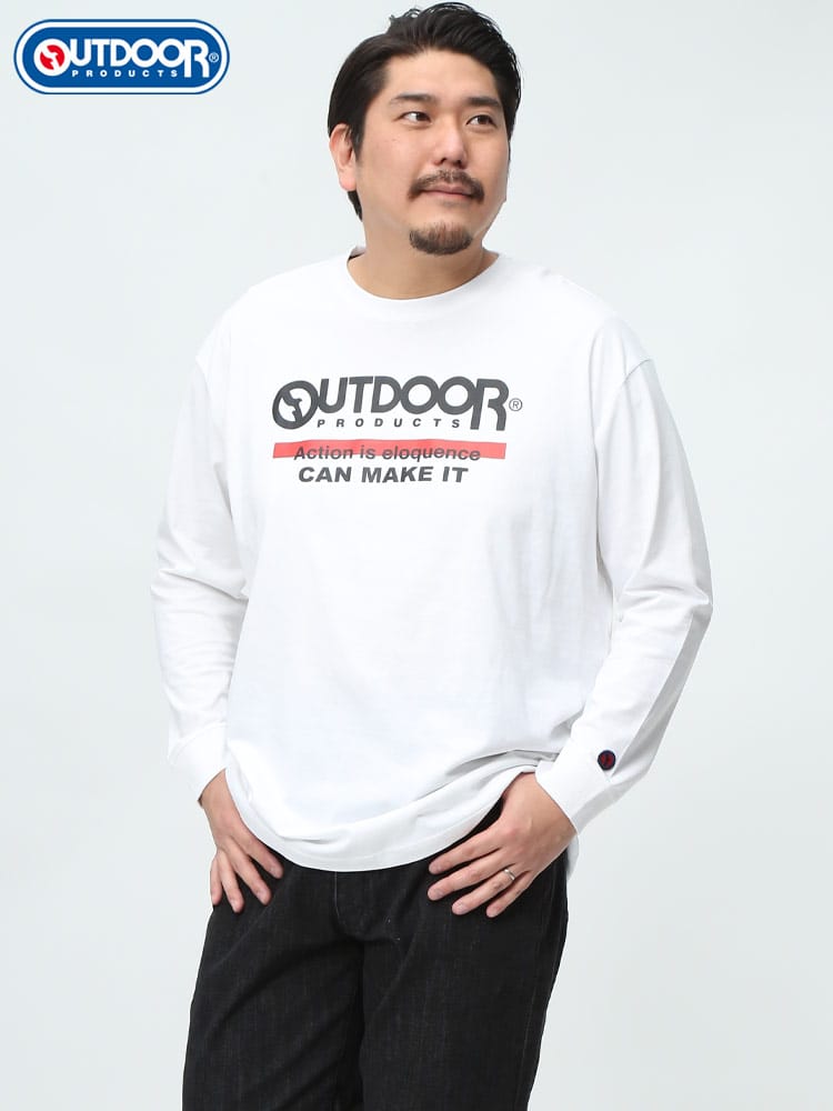 OUTDOOR PRODUCTS アウトドアプロダクツ ロンT ロゴプリント クルーネック 長袖 Ｔシャツ カットソー 大きいサイズ メンズ ブランド