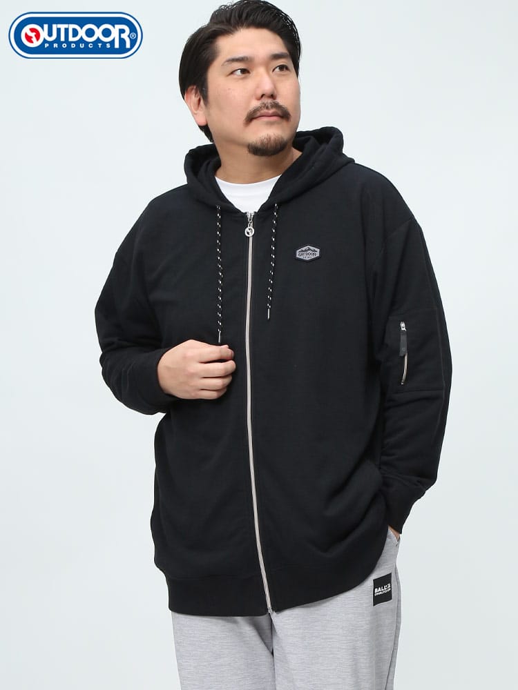 OUTDOOR PRODUCTS アウトドアプロダクツ ジップパーカー フードロゴ ジップポケット  パーカー アウター ブランド 大きいサイズ メンズ 