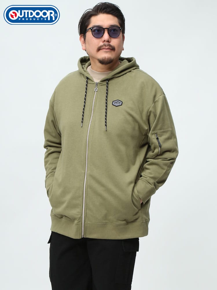 OUTDOOR PRODUCTS アウトドアプロダクツ ジップパーカー フードロゴ ジップポケット  パーカー アウター ブランド 大きいサイズ メンズ 