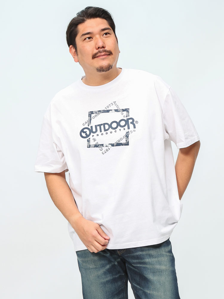半袖 Tシャツ 天竺 ダブルスクエアプリント クルーネック トップス